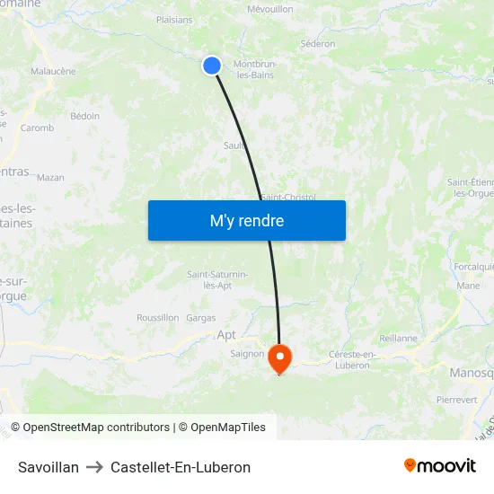 Savoillan to Castellet-En-Luberon map