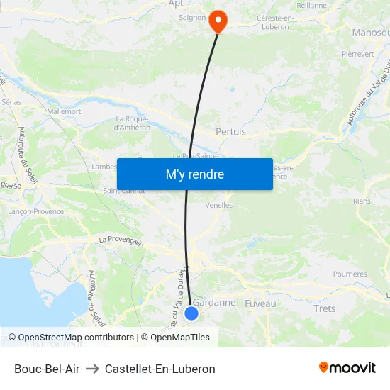 Bouc-Bel-Air to Castellet-En-Luberon map