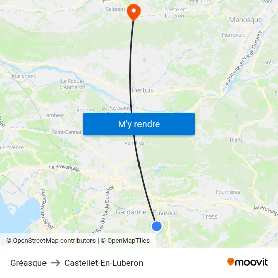 Gréasque to Castellet-En-Luberon map