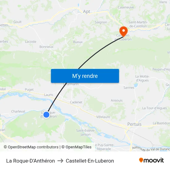 La Roque-D'Anthéron to Castellet-En-Luberon map