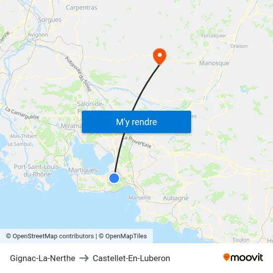 Gignac-La-Nerthe to Castellet-En-Luberon map
