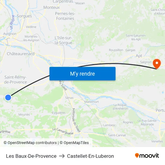 Les Baux-De-Provence to Castellet-En-Luberon map