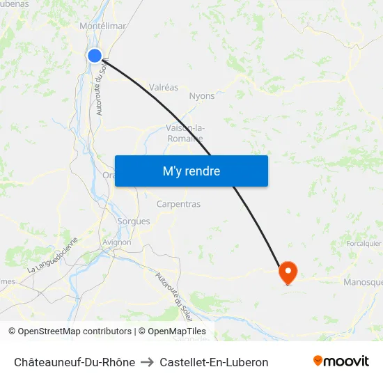 Châteauneuf-Du-Rhône to Castellet-En-Luberon map