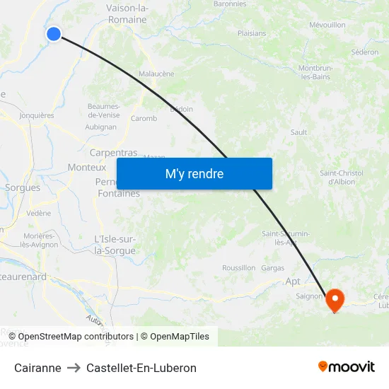 Cairanne to Castellet-En-Luberon map