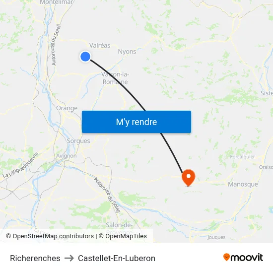Richerenches to Castellet-En-Luberon map