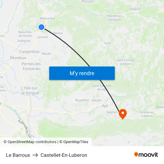 Le Barroux to Castellet-En-Luberon map