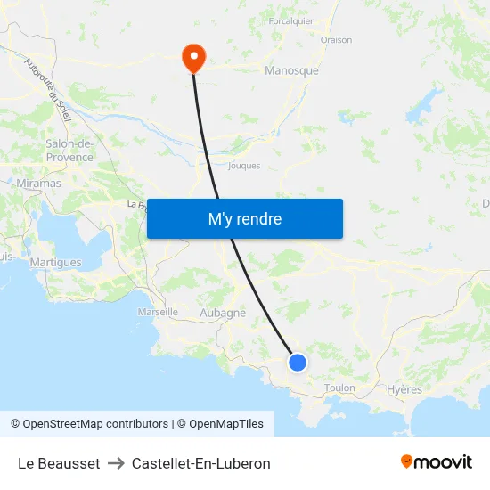 Le Beausset to Castellet-En-Luberon map