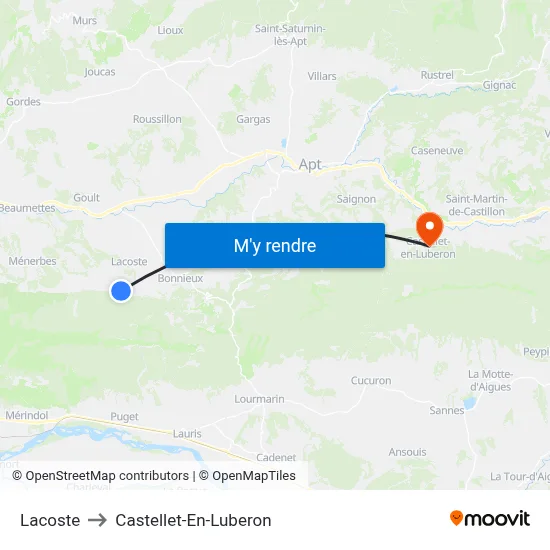 Lacoste to Castellet-En-Luberon map
