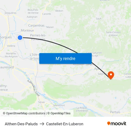Althen-Des-Paluds to Castellet-En-Luberon map