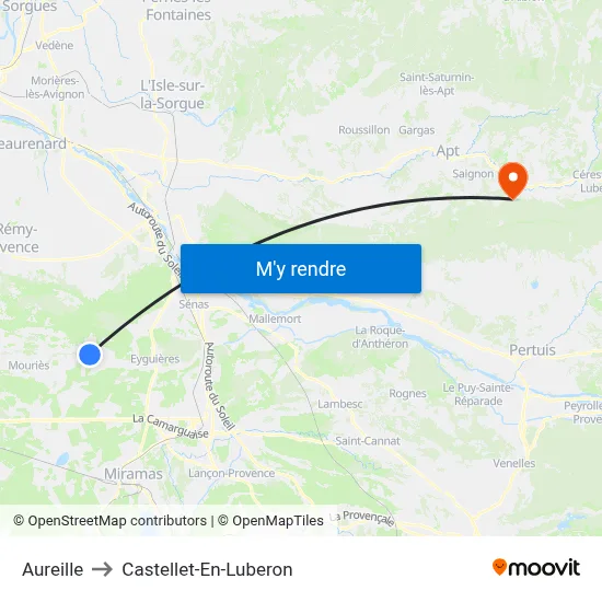 Aureille to Castellet-En-Luberon map