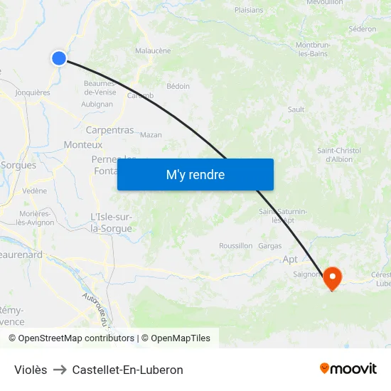 Violès to Castellet-En-Luberon map