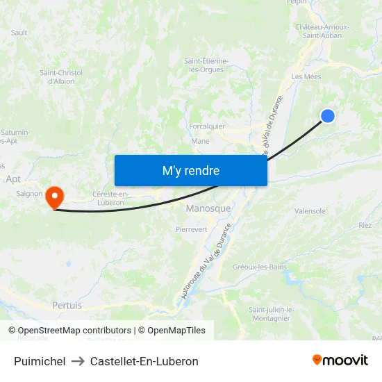 Puimichel to Castellet-En-Luberon map