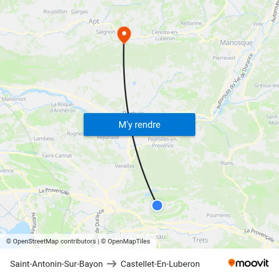 Saint-Antonin-Sur-Bayon to Castellet-En-Luberon map