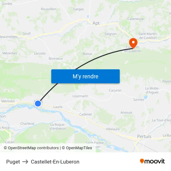 Puget to Castellet-En-Luberon map