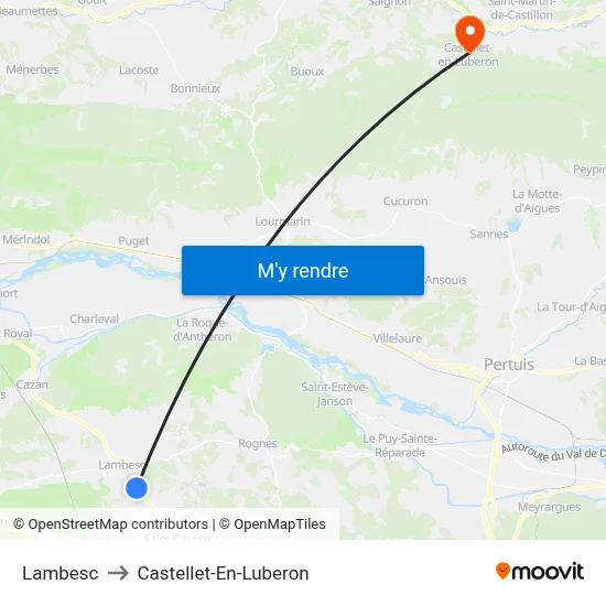Lambesc to Castellet-En-Luberon map