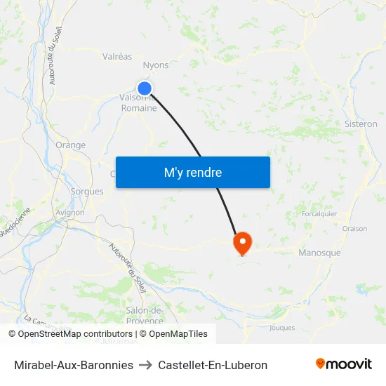 Mirabel-Aux-Baronnies to Castellet-En-Luberon map