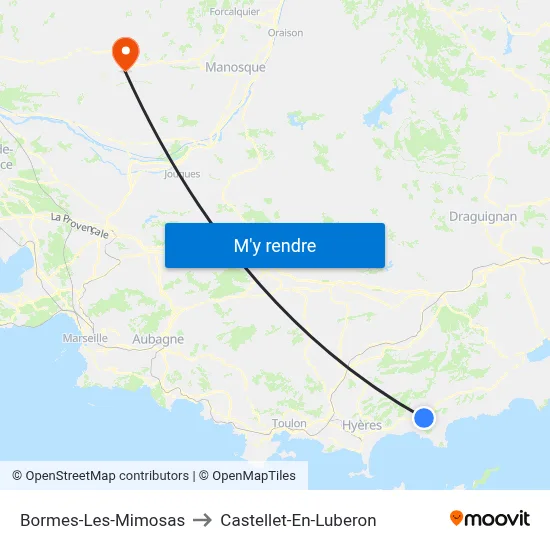 Bormes-Les-Mimosas to Castellet-En-Luberon map