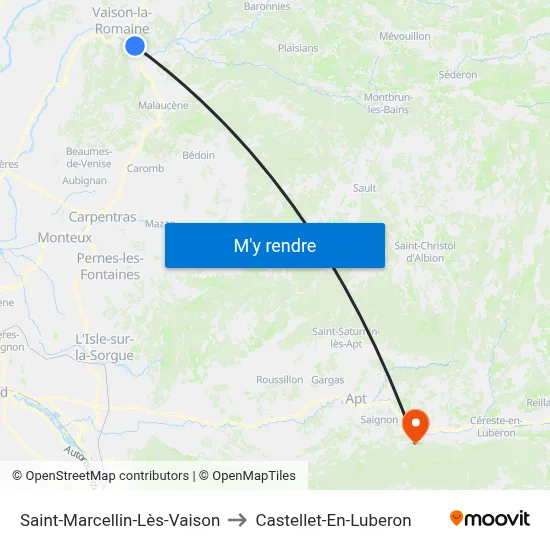 Saint-Marcellin-Lès-Vaison to Castellet-En-Luberon map