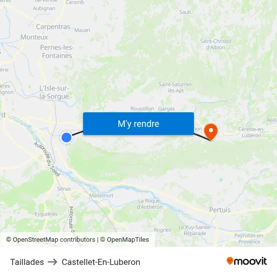 Taillades to Castellet-En-Luberon map