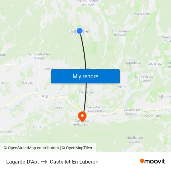 Lagarde-D'Apt to Castellet-En-Luberon map