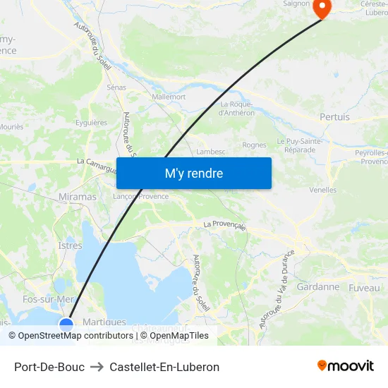 Port-De-Bouc to Castellet-En-Luberon map