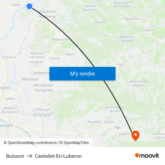 Buisson to Castellet-En-Luberon map