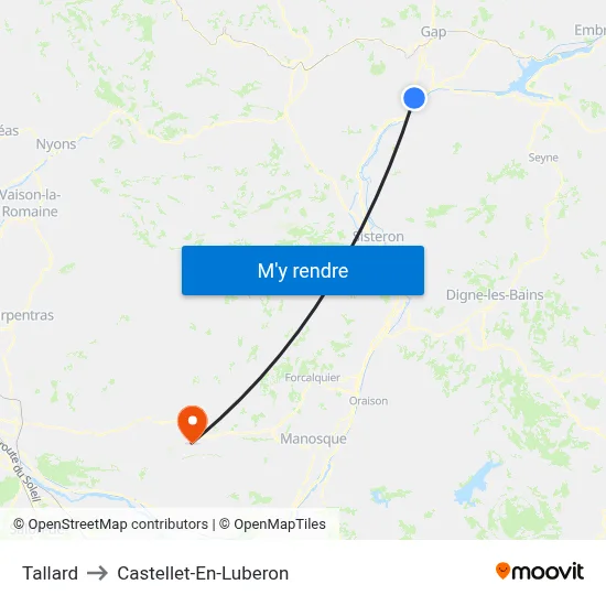 Tallard to Castellet-En-Luberon map