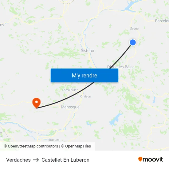 Verdaches to Castellet-En-Luberon map