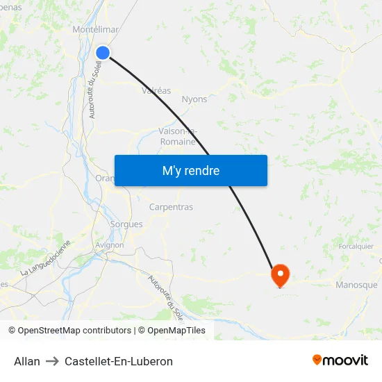 Allan to Castellet-En-Luberon map
