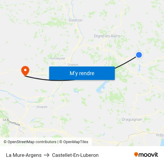 La Mure-Argens to Castellet-En-Luberon map