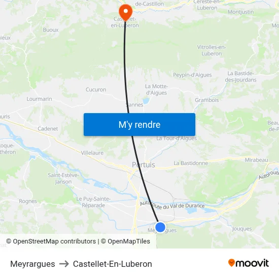 Meyrargues to Castellet-En-Luberon map