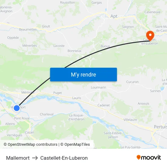 Mallemort to Castellet-En-Luberon map