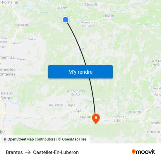 Brantes to Castellet-En-Luberon map