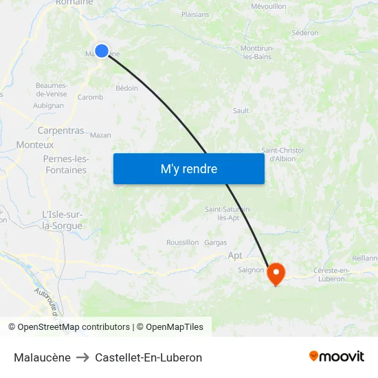 Malaucène to Castellet-En-Luberon map