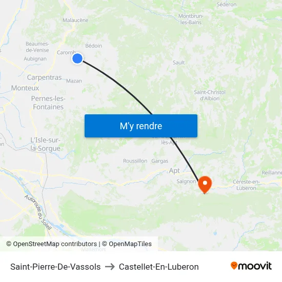 Saint-Pierre-De-Vassols to Castellet-En-Luberon map