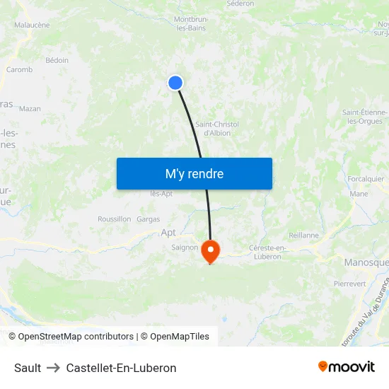 Sault to Castellet-En-Luberon map