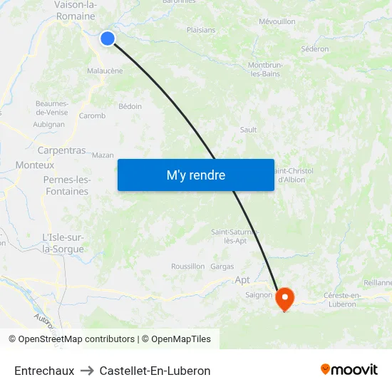 Entrechaux to Castellet-En-Luberon map
