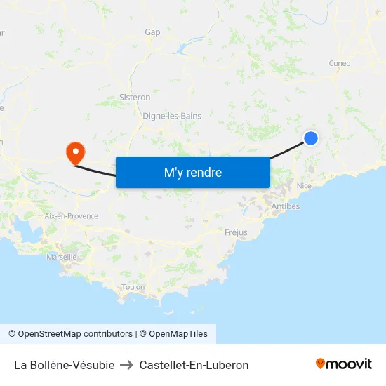 La Bollène-Vésubie to Castellet-En-Luberon map
