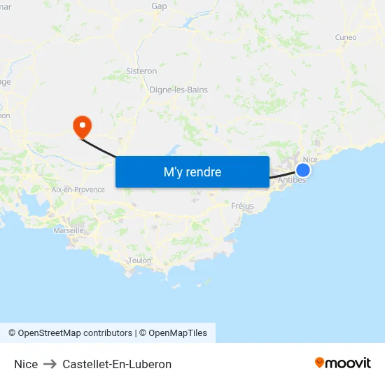 Nice to Castellet-En-Luberon map
