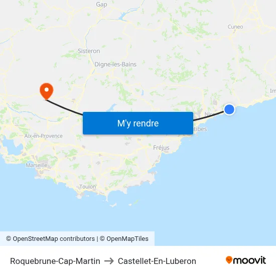 Roquebrune-Cap-Martin to Castellet-En-Luberon map