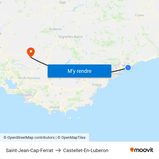 Saint-Jean-Cap-Ferrat to Castellet-En-Luberon map