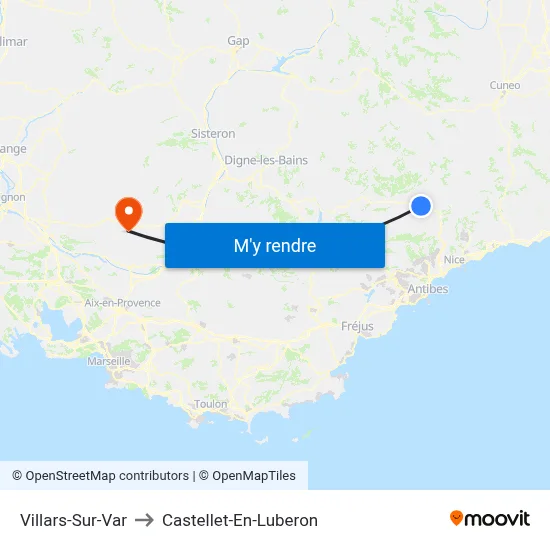 Villars-Sur-Var to Castellet-En-Luberon map