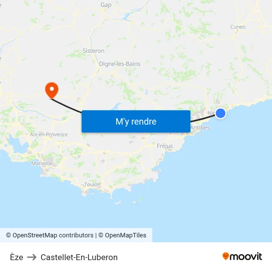 Èze to Castellet-En-Luberon map