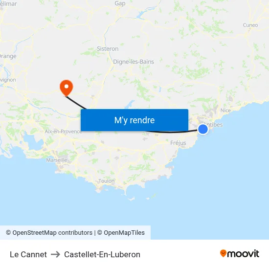 Le Cannet to Castellet-En-Luberon map