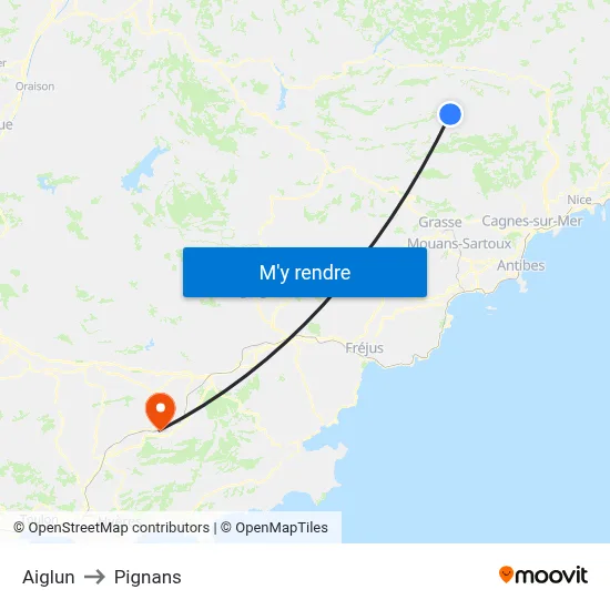 Aiglun to Pignans map