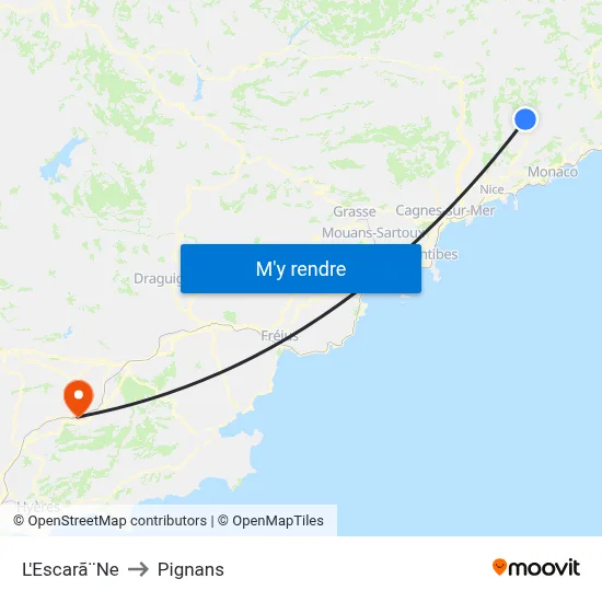L'Escarã¨Ne to Pignans map