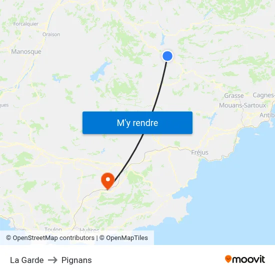 La Garde to Pignans map