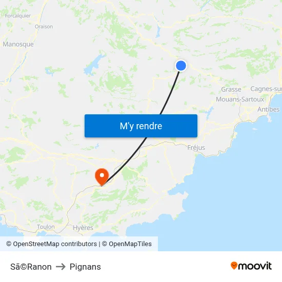 Sã©Ranon to Pignans map
