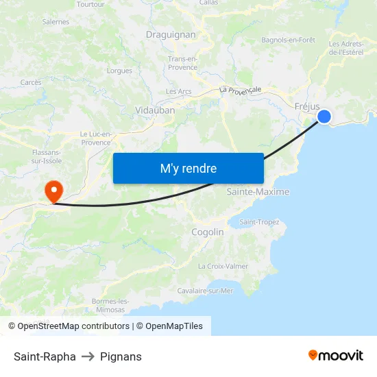 Saint-Rapha to Pignans map