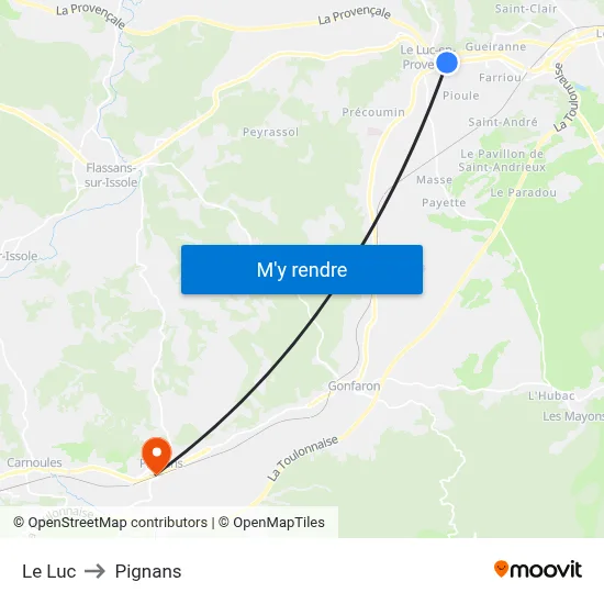 Le Luc to Pignans map